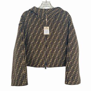 J25072 Fendi Fendi dark brown classic old flower all-over printed sheep wool hoo